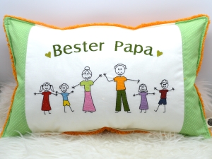 Kissen-Strichmnnchen-Familie-Kissen-Geschenkidee-45x30cm