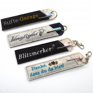 Etui-Stiftehalter-schmal-Filz-fr-1-bis-2-Kugelschreiber-Sprche