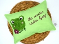 Bild 2 von Kissen Frosch klein 35x25cm  / (Variante) mit Name und Geburtsdaten