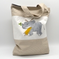 Tasche Beutel Elefant Weihnachten Winter  / (Variante Motiv) beige/ Elefant mit Geweih