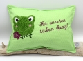 Bild 1 von Kissen Frosch klein 35x25cm  / (Variante) mit Name und Geburtsdaten